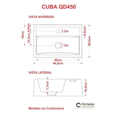 Cuba Apoio Retangular Q450w Colorida Cinza
