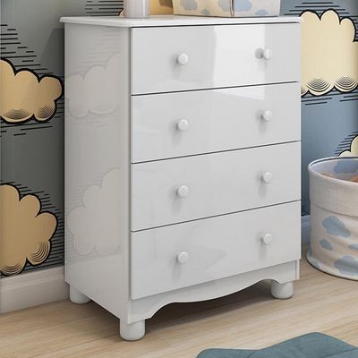 Cômoda Infantil Júnior New 4 Gavetas Branco Brilho - Móveis Peroba