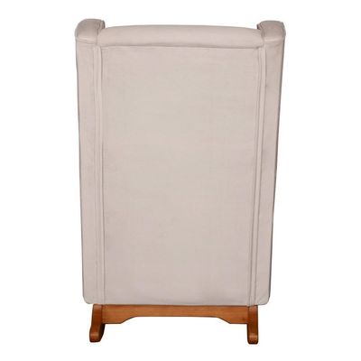 Poltrona De Amamentação Retrô Com Balanço Pés Canoa E Puff Veludo Off White - Fratello