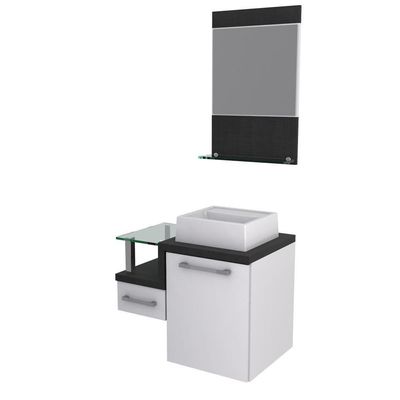 Conjunto Balcão C-cuba Q32 E Espelheira Legno 631 Branco Chess C-nogal Branco Chess C-preto ônix