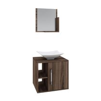 Conjunto Balcão C-cuba L38 E Espelheira Soft 500 Carvalho Dark C-preto ônix Nogal