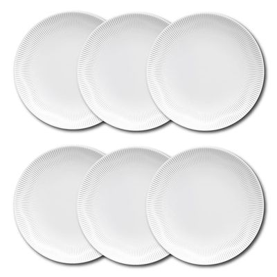 Conjunto de Pratos Rasos Germer Shell em Porcelana Branco  6 Peças