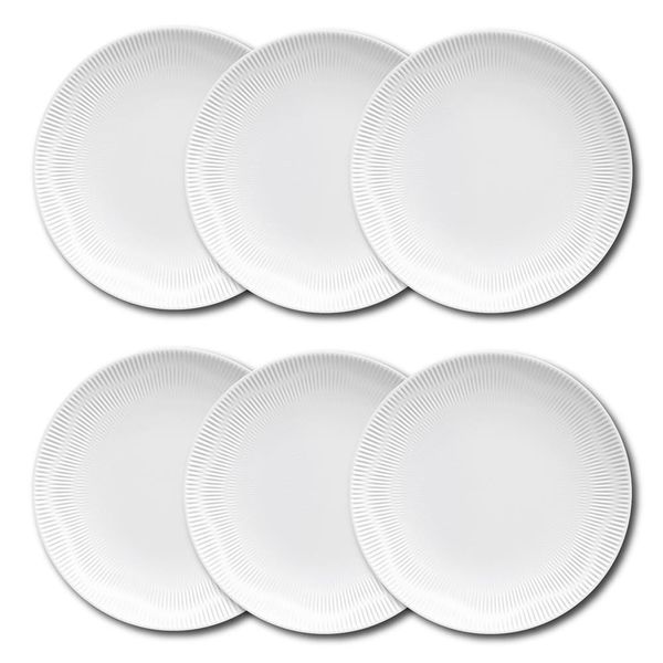 Conjunto de Pratos Rasos Germer Shell em Porcelana Branco 6 Peças