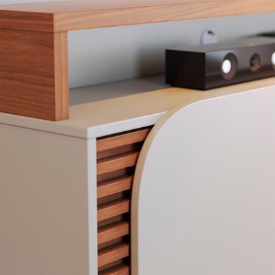 Estante Home TV 65 Polegadas 2 Portas 152 Cm Jurere Colibri Off White Matte Freijo