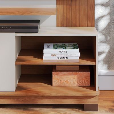 Estante Home TV 65 Polegadas 2 Portas 152 Cm Jurere Colibri Off White Matte Freijo
