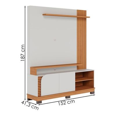 Estante Home TV 65 Polegadas 2 Portas 152 Cm Jurere Colibri Off White Matte Freijo