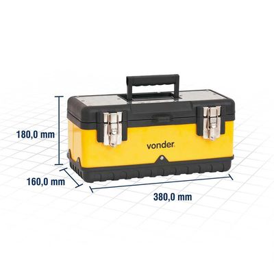 Caixa para ferramentas plástica/metálica 38cm x 16cm x 18cm CMV 0380 VONDER