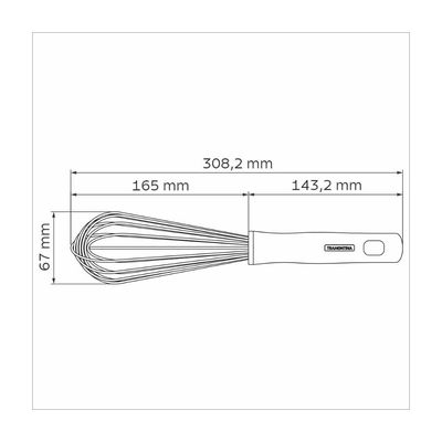 Batedor Manual Tramontina Profissional em Aço Inox com Cabo em Polipropileno Branco 30 cm