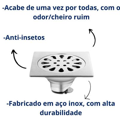 Ralo Anti-odor Elimina Mal Cheiro 10x10 Aço 201 - 0001