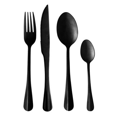 Faqueiro 24 Peças Lyor em Aço Inox Positano - Preto