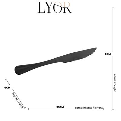 Faqueiro 24 Peças Lyor em Aço Inox Positano - Preto