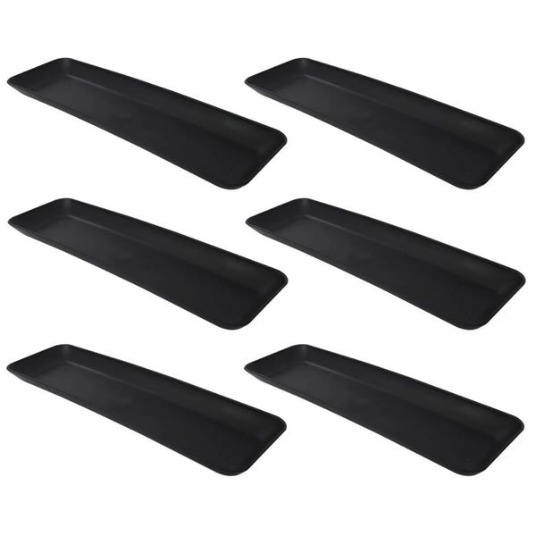 Kit 6 Petisqueiras Retangulares Prato De Petisco Coza Grande Preto