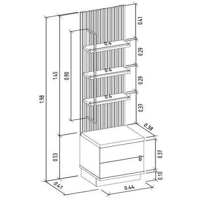 Módulo Lateral Complementar Painel Ripado Naturale-off White