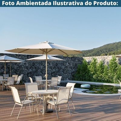Ombrelone Central Paraty Fratini 270 Cm Alumínio Fendi Capa Poliéster Base Base Central Hdpe