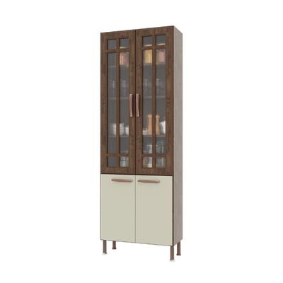 Paneleiro Duplo Modulado Com Vidro Fidelitá Lisboa 70cm 4 Portas Noce/off-white