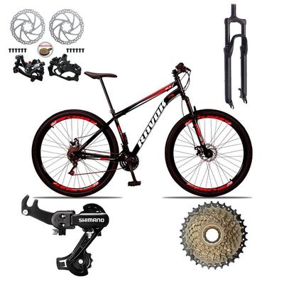 Bicicleta Aro 29 Suspensão Shimano Bike 21 Marchas Aço Cinza