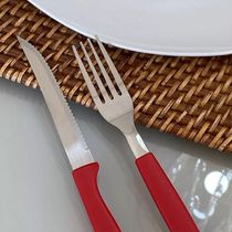 Jogo 12 Garfos De Mesa New Caprese Vermelho Fratelli Inox