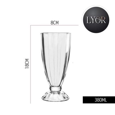 Jogo 4 Copo De Milk Shake Taça De Vidro Transparente Sorveteria 380ml Lyor