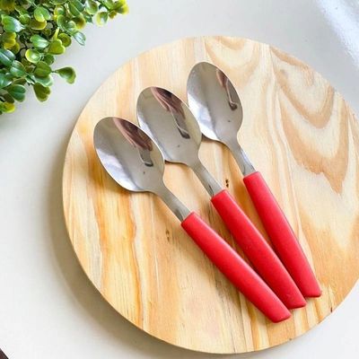 Jogo 6 Colheres De Mesa New Caprese Vermelho Fratelli Inox