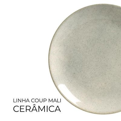 Prato De Sobremesa Cor Cinza Coup Mali Cerâmica 20cm Alleanza