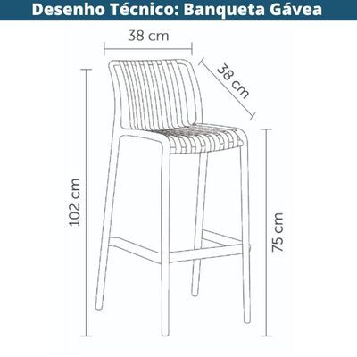 Kit 2 Banquetas área Externa Gávea Floripa Rivatti Em Polipropileno Preto Com Proteção Uv