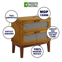 Mesa De Cabeceira 2 Gavetas Santorini Nature 60 Cm Palhinha Indiana
