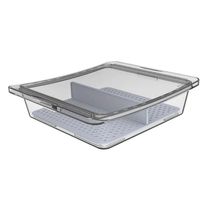 17546732217288 Travessa Quadrada Hermética 1,9L Crippa com Tampa e Divisória Porta Frios Saladas Frutas Transparent