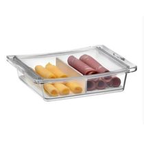17546732217288 Travessa Quadrada Hermética 1,9L Crippa com Tampa e Divisória Porta Frios Saladas Frutas Transparent