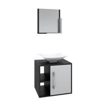 Conjunto Balcão C-cuba L38 E Espelheira Soft 500 Preto ônix Preto ônix C-branco Chess