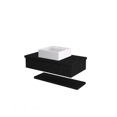 Conjunto Bancada C-cuba Q39 E Prateleira Metrópole 805 Nogal Preto ônix