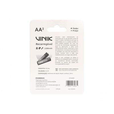 Pilha Recarregável Aa C/2 - 2200mah 1.2v - Vp2ab2r