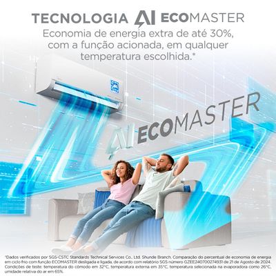 Ar Condicionado 12.000 Btus Split HW Inverter Midea AI Ecomaster Frio R-32 42EZVCA12M5/38EZVCA12M5 - 220V