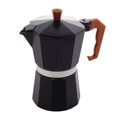 Cafeteira Italiana de Alumínio Wolff 6 Doses com Cabo em Plástico Preta Fosca - 300ml