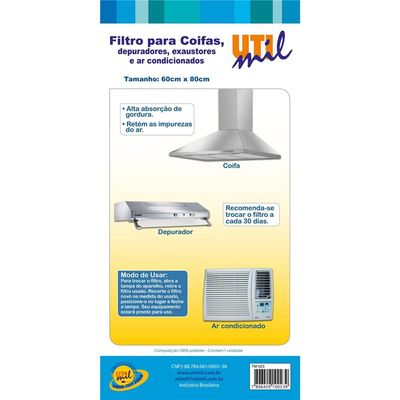 Filtro para Coifa, Depuradores e Ar Condicionado Utimil TM 023