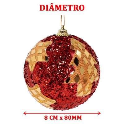Kit 8 Bolas Natalina árvore De Natal Estrela Artesanal 80mm