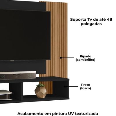 Painel Suspenso TV 48 Polegadas 120 Cm Navi Bechara Preto Fosco Ripado