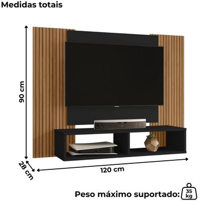 Painel Suspenso TV 48 Polegadas 120 Cm Navi Bechara Preto Fosco Ripado