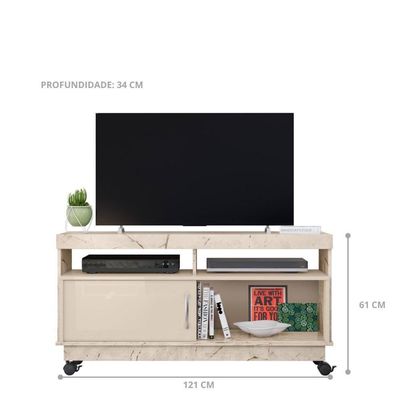 Rack Artur Com Porta Deslizante Calacata-off-white