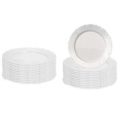 Conjunto de Pratos Rasos Duralex Pétala em Vidro 25,5 cm Branco – 24 Peças