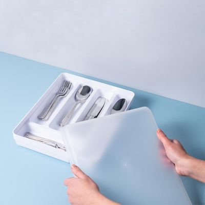 Separador Porta Talheres com Tampa Organizador de Gaveta Multiuso Logic Branco