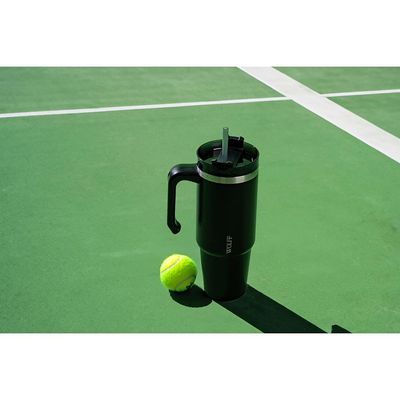 Caneca Térmica Wolff 890ml SlimTerm com Canudo, Parede Dupla e Base Ergonômica Preta Preto