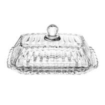 Manteigueira Retangular Wolff Império 17x9x8,5cm Cristal com Tampa Decorativa