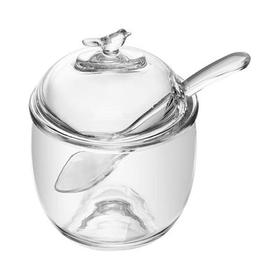 Açucareiro com Colher e Tampa Wolff Bird 150ml Cristal Ecológico Transparente