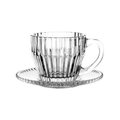 Conjunto 4 Xícaras de Café Wolff Império 110ml com Pires Cristal Design Clássico Transparente