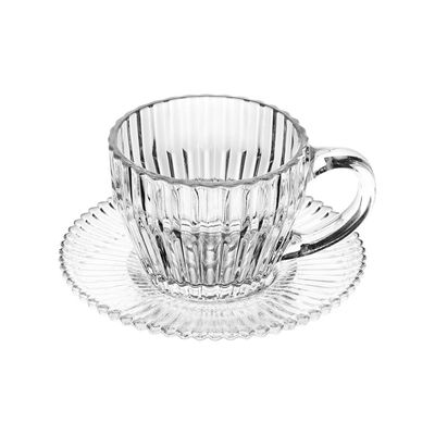 Conjunto 4 Xícaras de Café Wolff Império 110ml com Pires Cristal Design Clássico Transparente