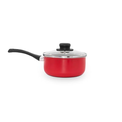 Panela Multiflon Gourmet 20cm 2,7L Antiaderente com Tampa de Vidro Vermelha