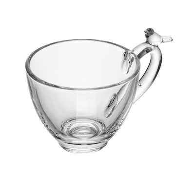 Conjunto 4 Xícaras de Chá Wolff Bird 180ml com Pires Cristal Ecológico Transparente