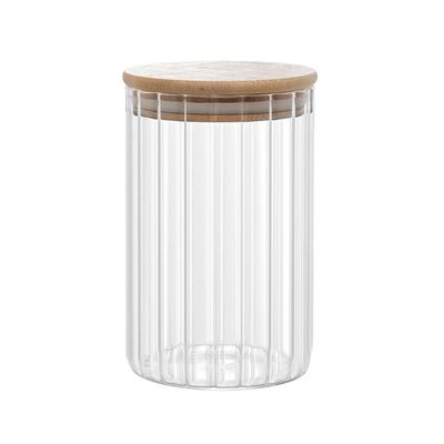 Porta Mantimento Wolff 700ml Vidro Borossilicato Tampa Bambu Transparente
