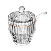 Açucareiro com Colher Wolff Império 8x8x11cm Cristal com Fio de Ouro