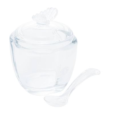 Açucareiro com Colher e Tampa Wolff Butterfly 130ml Vidro Transparente